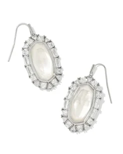 Elle Silver Crystal Frame Drop Earrings In Ivory Mother-Of-Pearl^Kendra Scott Fashion