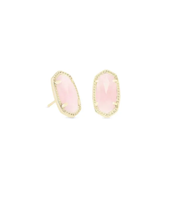 Ellie Gold Stud Earrings In Rose Quartz^Kendra Scott Clearance