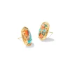 Ellie Vintage Gold Etch Frame Stud Earrings In Bronze Veined Turquoise Magnesite Red Oyster^Kendra Scott Online