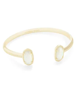Elton Gold Cuff Bracelet In White Kyocera Opal^Kendra Scott New