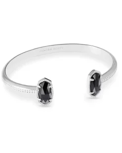 Elton Silver Cuff Bracelet In Black Opaque Glass^Kendra Scott Hot