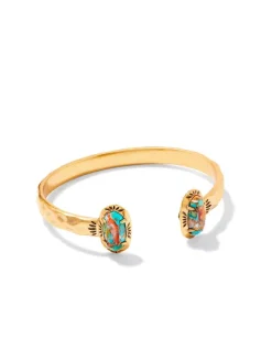 Elton Vintage Gold Etch Frame Cuff Bracelet In Bronze Veined Turquoise Magnesite Red Oyster^Kendra Scott Online