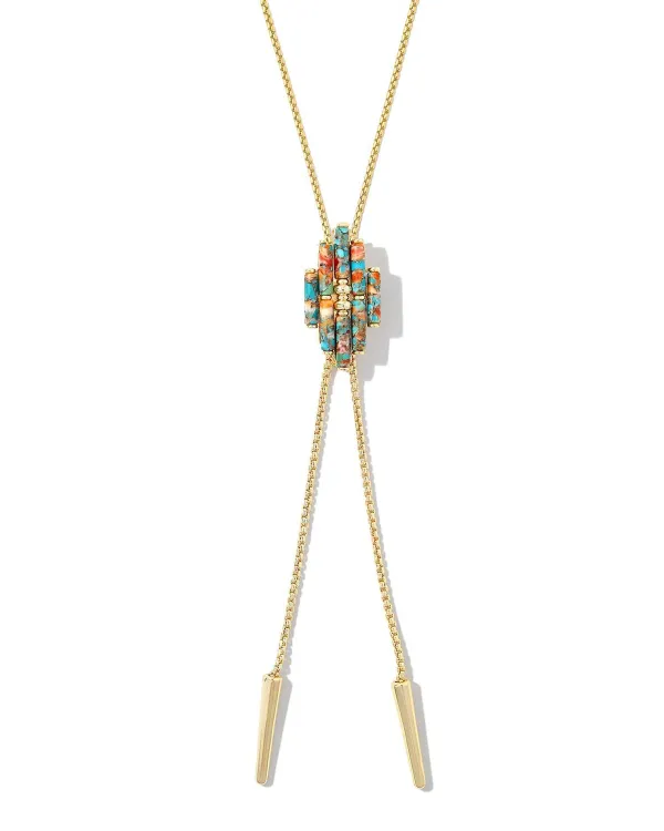 Ember Gold Bolo Necklace In Bronze Veined Turquoise Magnesite Red Oyster^Kendra Scott Flash Sale