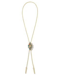 Ember Gold Bolo Necklace In Bronze Veined Turquoise Magnesite Red Oyster^Kendra Scott Flash Sale