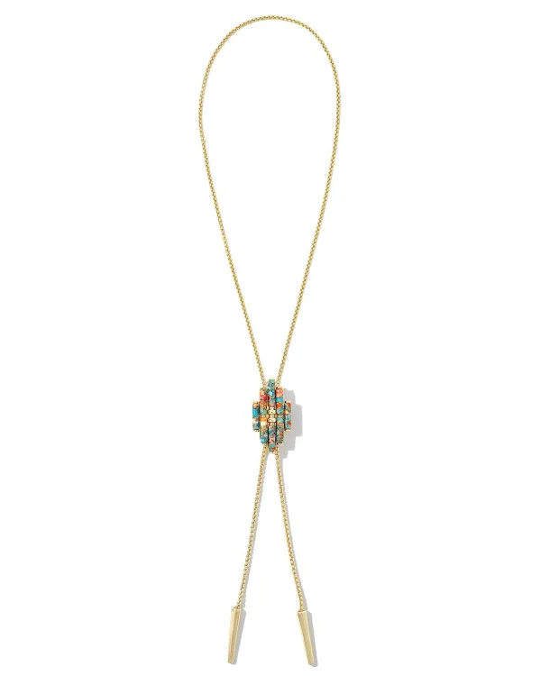 Ember Gold Bolo Necklace In Bronze Veined Turquoise Magnesite Red Oyster^Kendra Scott Flash Sale