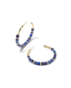 Ember Gold Hoop Earrings In Blue Lapis^Kendra Scott New