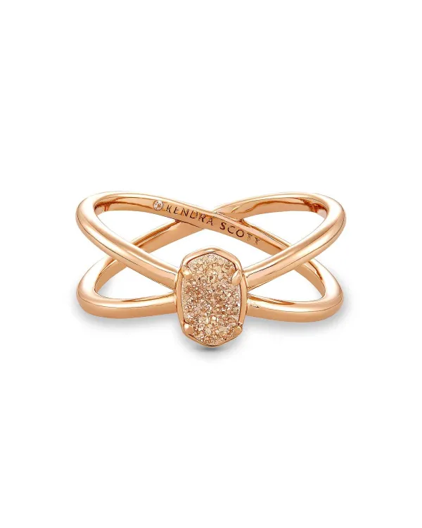 Emilie Rose Gold Double Band Ring In Sand Drusy^Kendra Scott Cheap