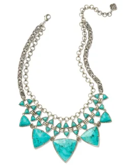 Emily Vintage Silver Statement Necklace In Variegated Turquoise Magnesite^Kendra Scott Outlet