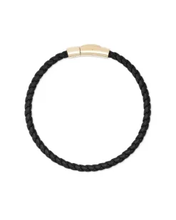 Evans 18K Yellow Gold Vermeil Corded Bracelet In Black Leather^Kendra Scott Flash Sale