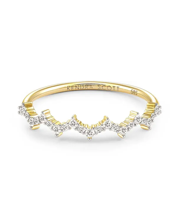 Finley 14K Yellow Gold Band Ring In White Diamond^Kendra Scott Cheap