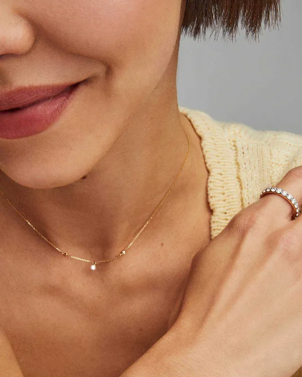 Floating Lab Grown White Diamond Pendant Necklace In 14K Yellow Gold^Kendra Scott Sale