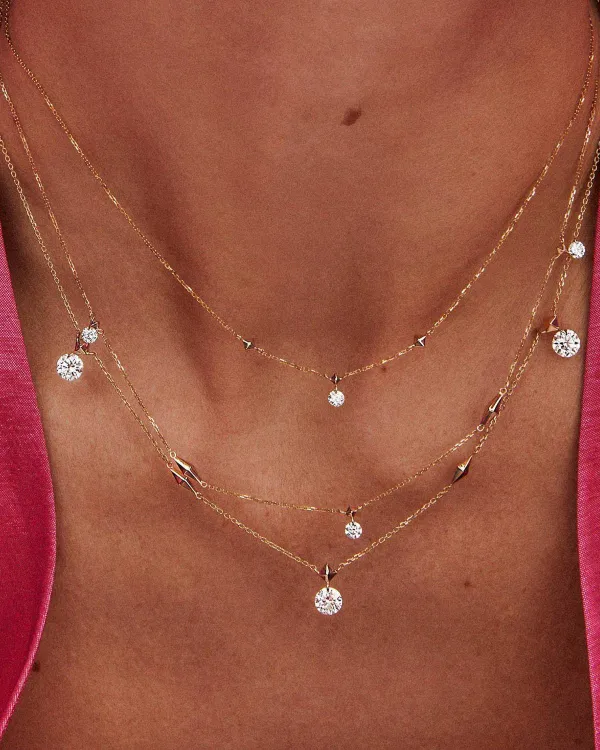 Floating Lab Grown White Diamond Pendant Necklace In 14K Yellow Gold^Kendra Scott Sale
