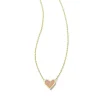 Framed Ari Heart Gold Short Pendant Necklace In Light Pink Drusy^Kendra Scott New