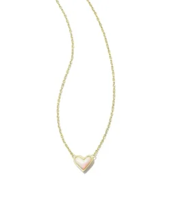 Framed Ari Heart Gold Short Pendant Necklace In White Opalescent Resin^Kendra Scott Discount