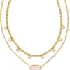 Framed Elisa Gold Multi Strand Necklace In Pink Opalite Illusion^Kendra Scott Clearance