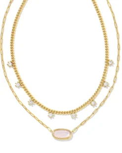 Framed Elisa Gold Multi Strand Necklace In Pink Opalite Illusion^Kendra Scott Clearance