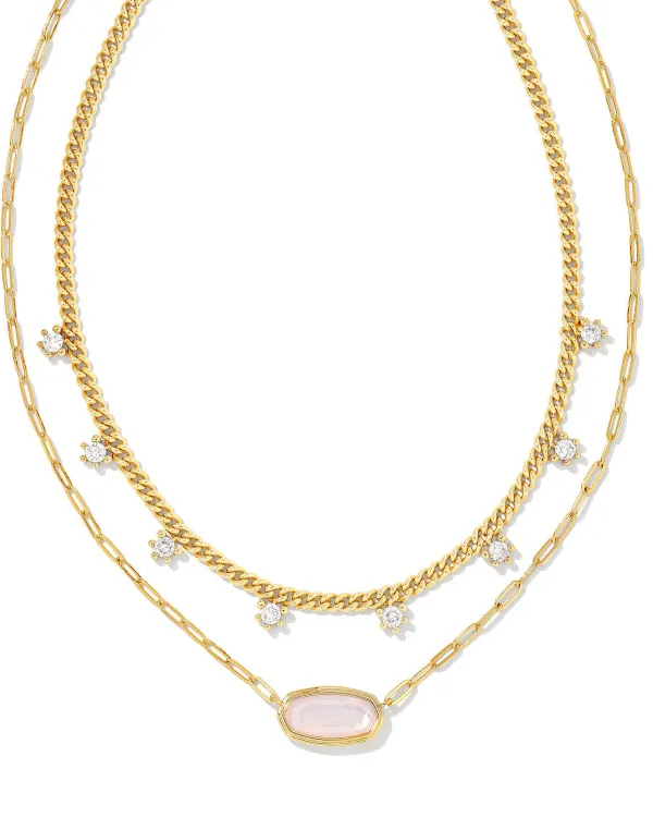 Framed Elisa Gold Multi Strand Necklace In Pink Opalite Illusion^Kendra Scott Clearance