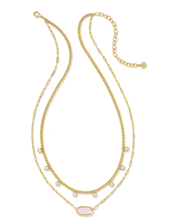 Framed Elisa Gold Multi Strand Necklace In Pink Opalite Illusion^Kendra Scott Clearance