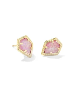 Framed Gold Tessa Stud Earrings In Luster Rose Pink Kyocera Opal^Kendra Scott Best