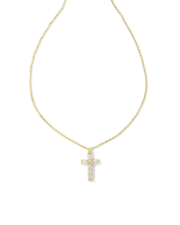 Gracie Gold Cross Short Pendant Necklace In White Crystal^Kendra Scott Outlet