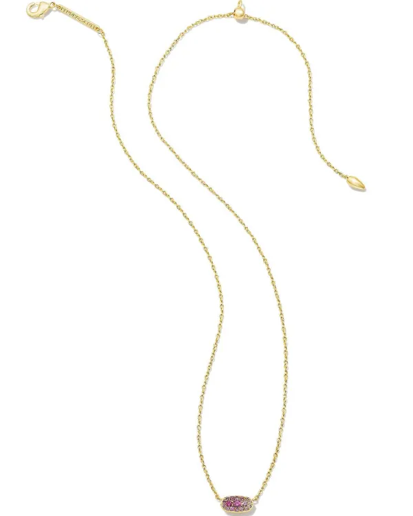 Grayson Gold Crystal Pendant Necklace In Pink Ombre^Kendra Scott Clearance