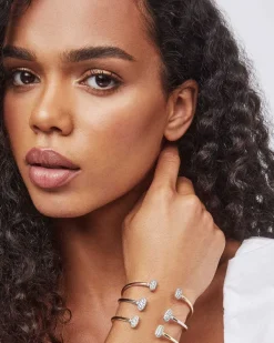 Grayson Gold Cuff Bracelet In White Crystal^Kendra Scott New