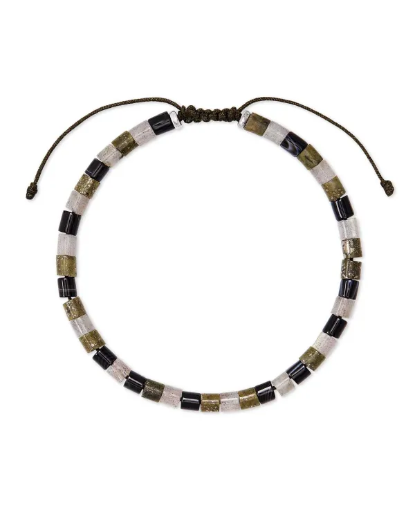 Grey Oxidized Sterling Silver Corded Bracelet In Olive Mix^Kendra Scott Clearance