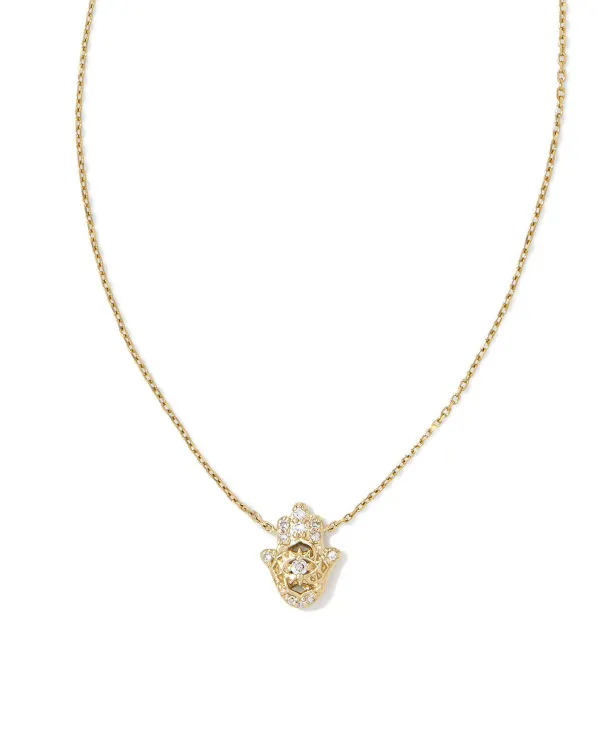 Hamsa 14K Yellow Gold Pendant Necklace In White Diamond^Kendra Scott Flash Sale
