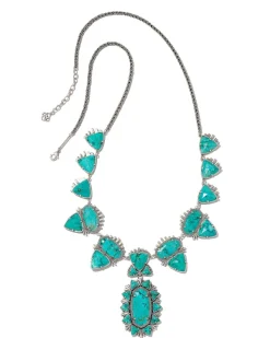 Havana Vintage Silver Statement Necklace In Variegated Turquoise Magnesite^Kendra Scott Cheap