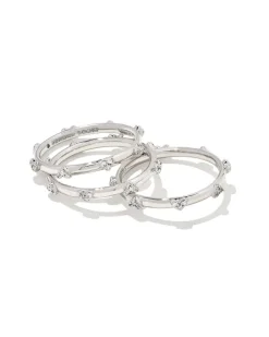 Haven Silver Crystal Heart Rings Set Of 3 In White Crystal^Kendra Scott Flash Sale