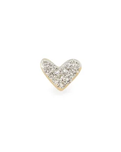 Heart Mini 14K Yellow Gold Single Stud Earring In White Diamond^Kendra Scott Hot