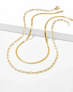 Herringbone And Paperclip Necklace Layering Set In 18K Gold Vermeil^Kendra Scott Sale