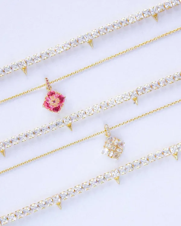 Jacqueline Gold Tennis Necklace In White Crystal^Kendra Scott Cheap