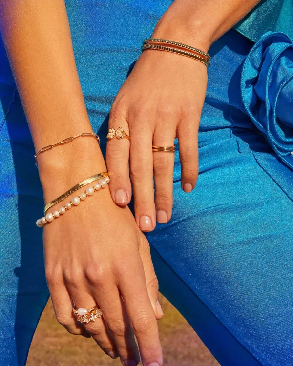 Jovie Gold Beaded Delicate Chain Bracelet In White Pearl^Kendra Scott Cheap