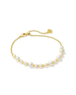 Jovie Gold Beaded Delicate Chain Bracelet In White Pearl^Kendra Scott Cheap