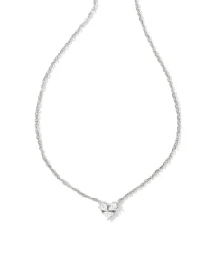 Katy Silver Heart Short Pendant Necklace In White Crystal^Kendra Scott Flash Sale