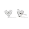 Katy Silver Heart Stud Earrings In White Crystal^Kendra Scott Best Sale