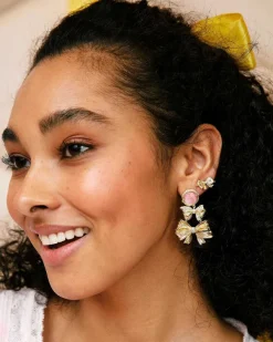 X Loveshackfancy Gold Statement Earrings In Light Pink Iridescent Abalone^Kendra Scott Best Sale