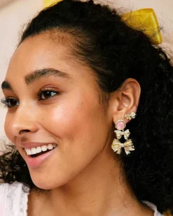 X Loveshackfancy Gold Stud Earrings In White Crystal^Kendra Scott Cheap