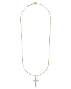 Large Cross 14K Yellow Gold Pendant Necklace In White Diamond^Kendra Scott Outlet