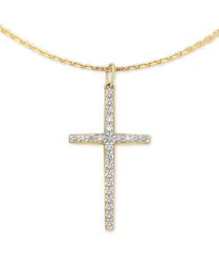 Large Cross 14K Yellow Gold Pendant Necklace In White Diamond^Kendra Scott Outlet