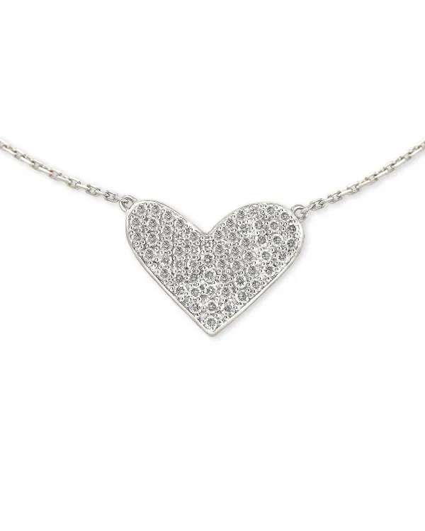 Large Heart 14K White Gold Pendant Necklace In White Diamond^Kendra Scott Best