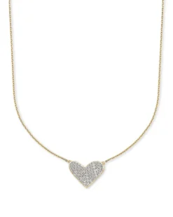 Large Heart 14K Yellow Gold Pendant Necklace In White Diamond^Kendra Scott Store
