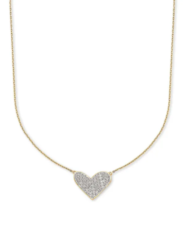 Large Heart 14K Yellow Gold Pendant Necklace In White Diamond^Kendra Scott Store
