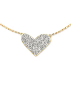 Large Heart 14K Yellow Gold Pendant Necklace In White Diamond^Kendra Scott Store
