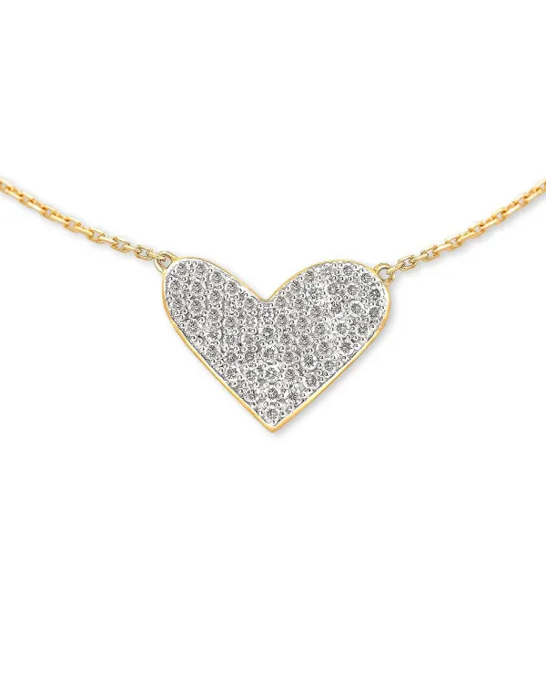 Large Heart 14K Yellow Gold Pendant Necklace In White Diamond^Kendra Scott Store