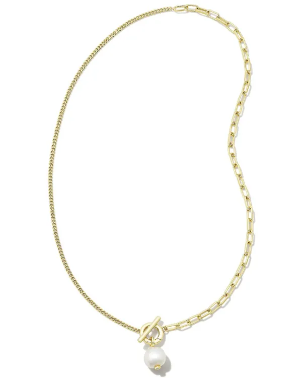 Leighton Convertible Gold Pearl Chain Necklace In White Pearl^Kendra Scott Best Sale