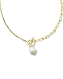 Leighton Convertible Gold Pearl Chain Necklace In White Pearl^Kendra Scott Best Sale