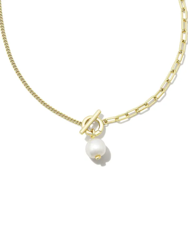 Leighton Convertible Gold Pearl Chain Necklace In White Pearl^Kendra Scott Best Sale