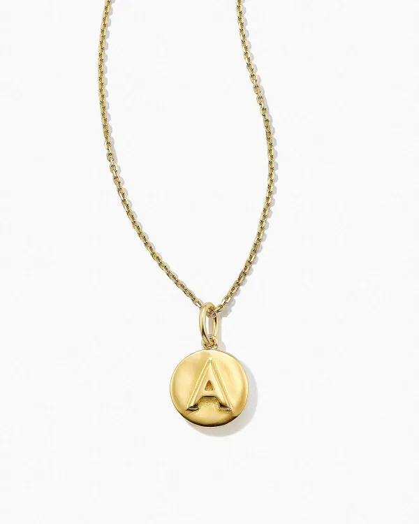 Letter A Coin Pendant Necklace In 18K Gold Vermeil^Kendra Scott Hot